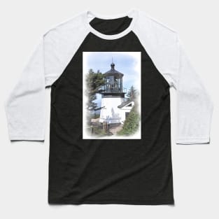 Cape Meares Lighthouse in Watercolor Baseball T-Shirt